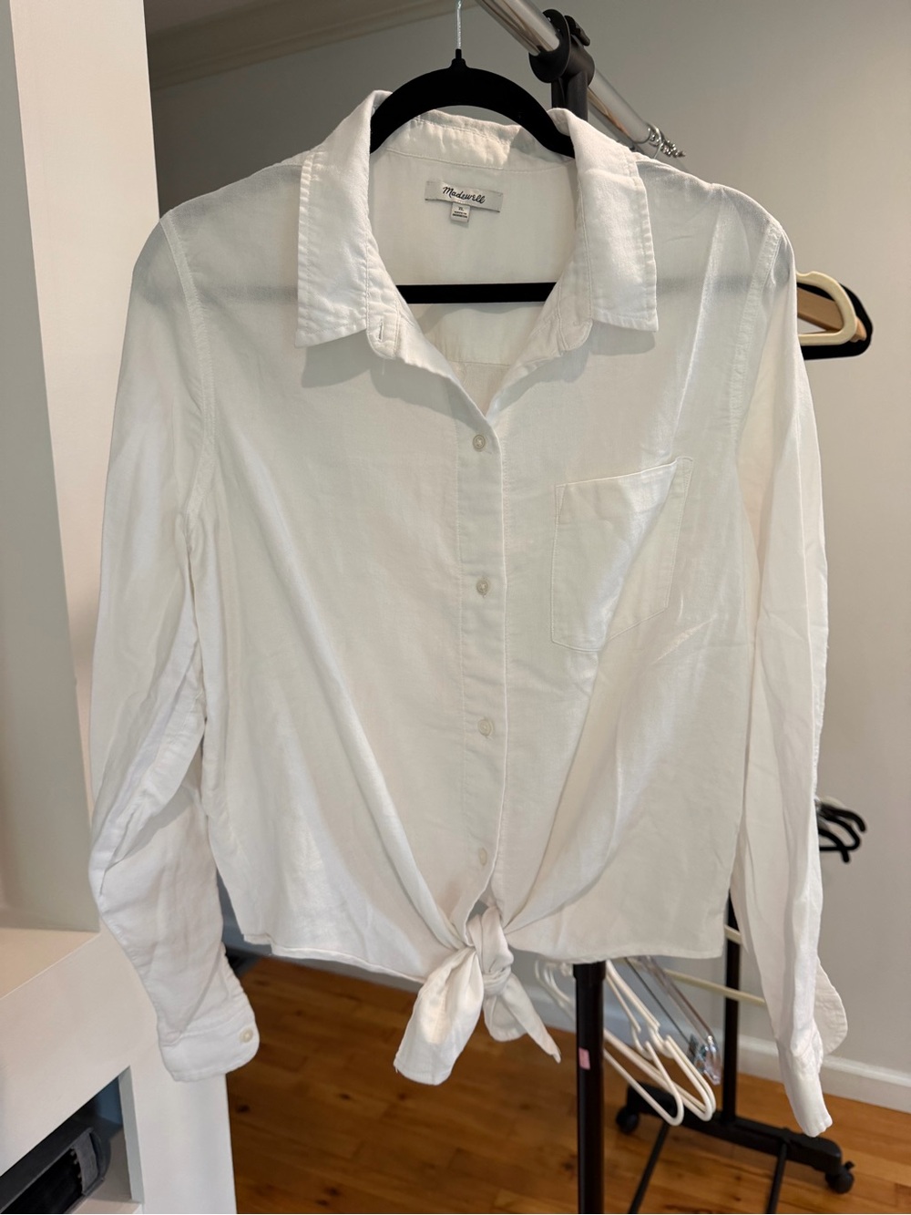 Madewell White Tie-Front Button-Down Shirt